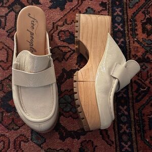 Free People Off-White Leather Mules